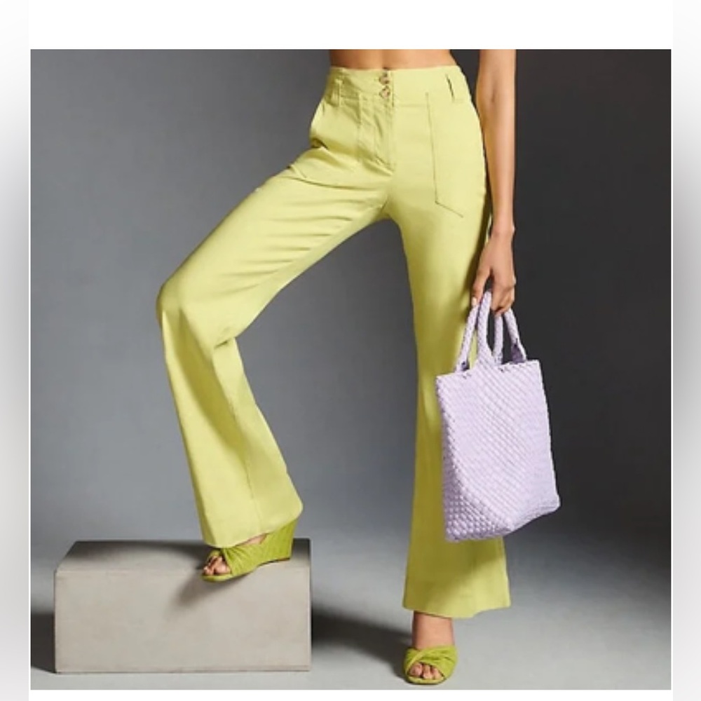The Naomi Linen Wide-Leg Flare Pants by Maeve
